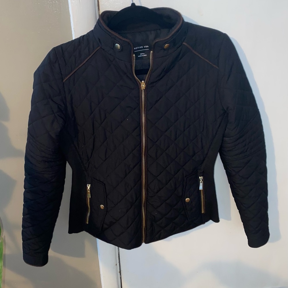 Quilted Pattern Mockneck Jacke